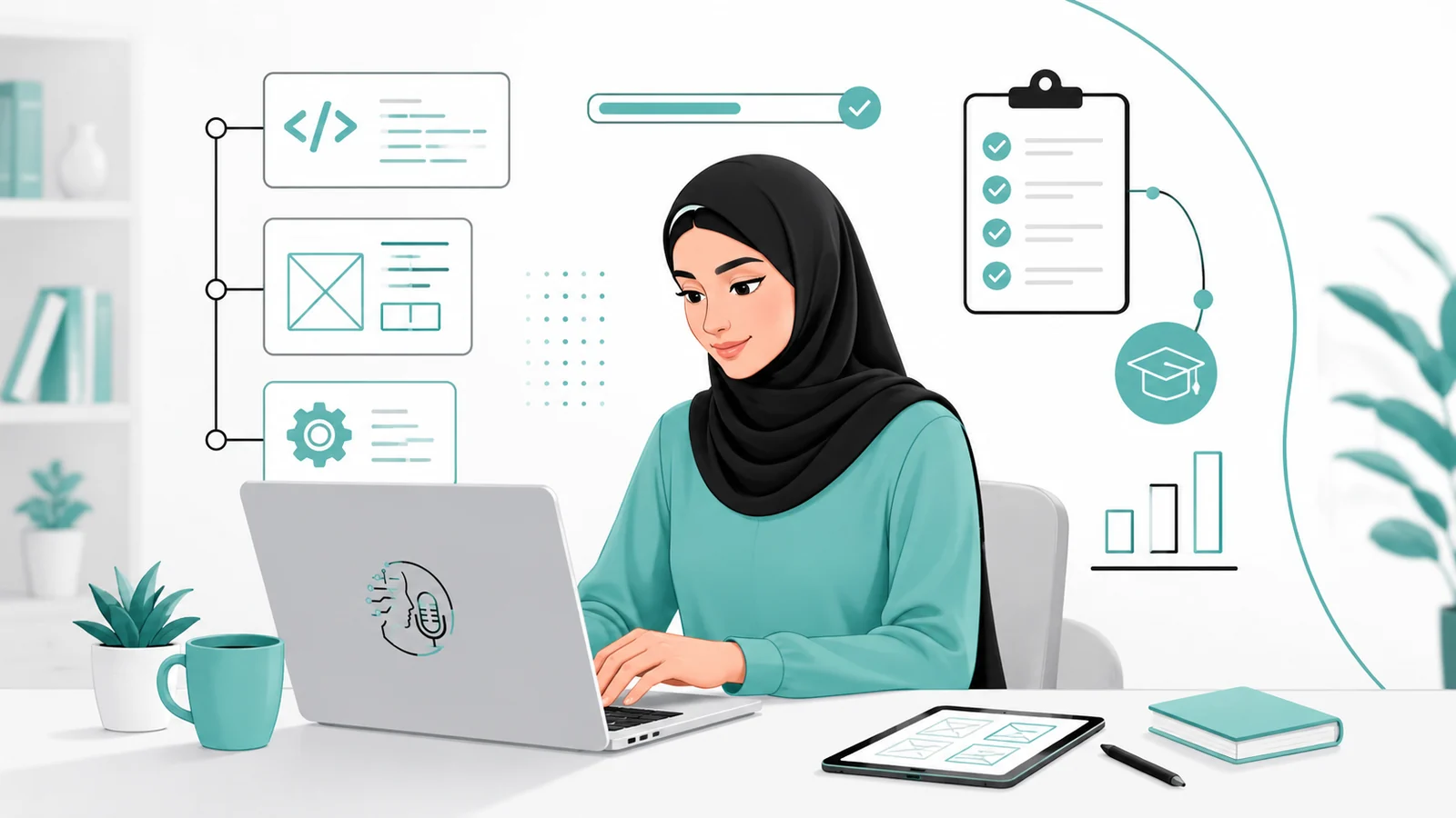 المهارات الرقمية للنساء عبر التعلم على اللابتوب والتطبيقات التقنية